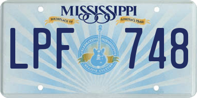 MS license plate LPF748