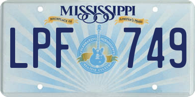 MS license plate LPF749