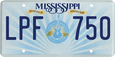 MS license plate LPF750