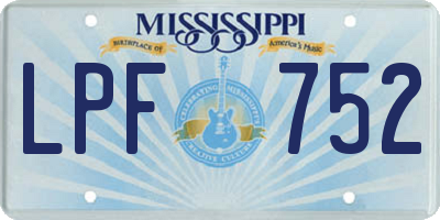 MS license plate LPF752