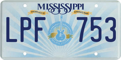 MS license plate LPF753