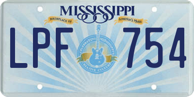 MS license plate LPF754