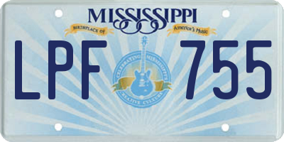 MS license plate LPF755