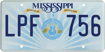 MS license plate LPF756