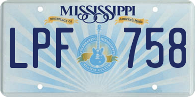 MS license plate LPF758