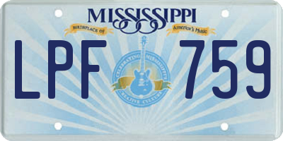 MS license plate LPF759