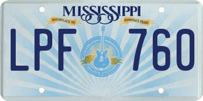MS license plate LPF760