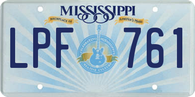 MS license plate LPF761