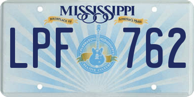 MS license plate LPF762