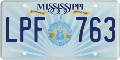 MS license plate LPF763
