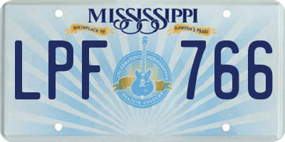 MS license plate LPF766