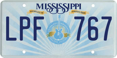 MS license plate LPF767