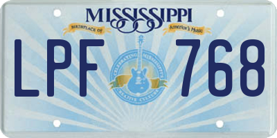 MS license plate LPF768