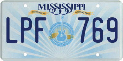 MS license plate LPF769