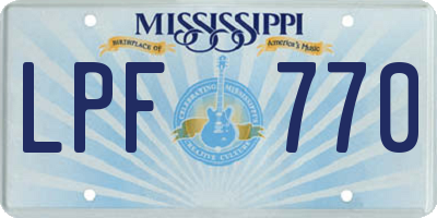 MS license plate LPF770