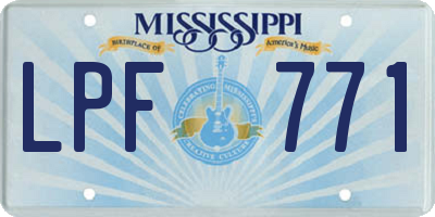 MS license plate LPF771