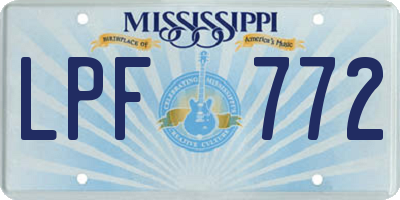 MS license plate LPF772