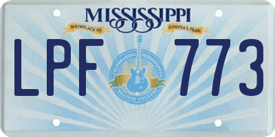 MS license plate LPF773