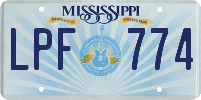 MS license plate LPF774