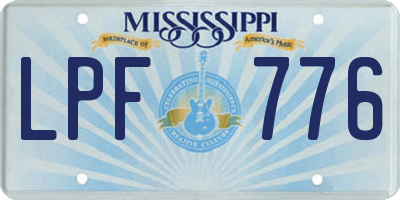 MS license plate LPF776