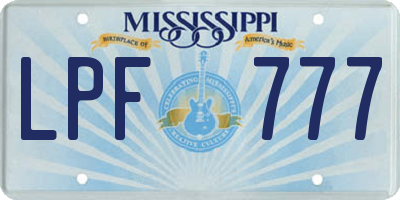 MS license plate LPF777