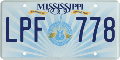 MS license plate LPF778