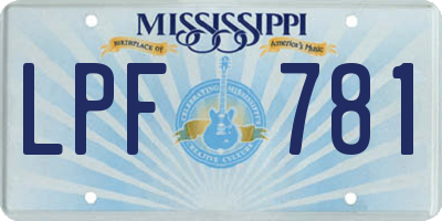 MS license plate LPF781