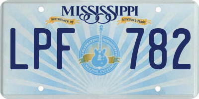 MS license plate LPF782