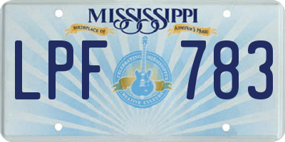 MS license plate LPF783