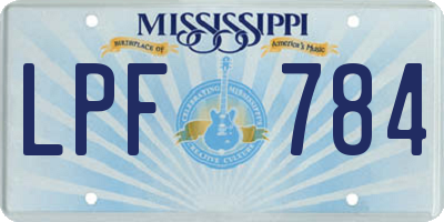MS license plate LPF784