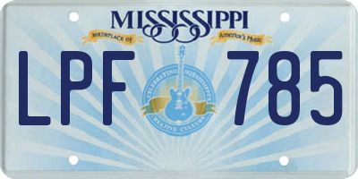MS license plate LPF785