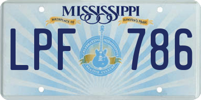 MS license plate LPF786