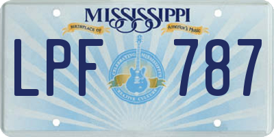 MS license plate LPF787