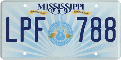 MS license plate LPF788