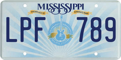 MS license plate LPF789