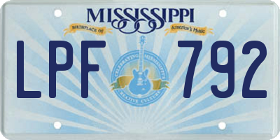 MS license plate LPF792