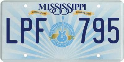 MS license plate LPF795