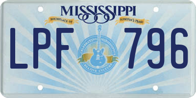 MS license plate LPF796