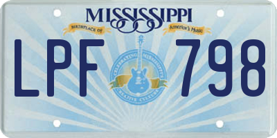 MS license plate LPF798