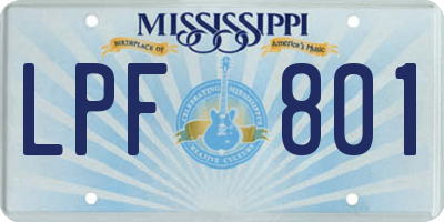 MS license plate LPF801