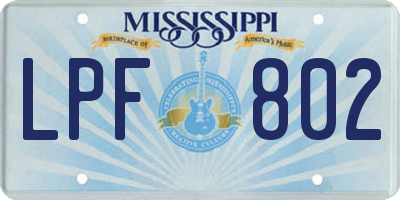 MS license plate LPF802