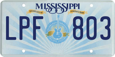 MS license plate LPF803