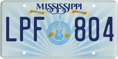 MS license plate LPF804