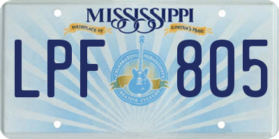 MS license plate LPF805