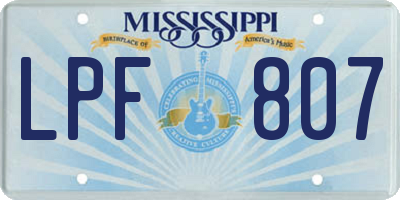 MS license plate LPF807