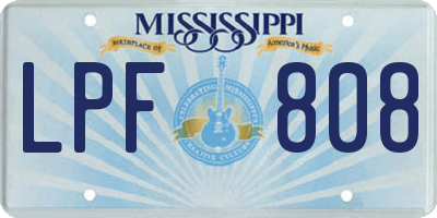 MS license plate LPF808