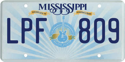 MS license plate LPF809