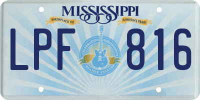 MS license plate LPF816