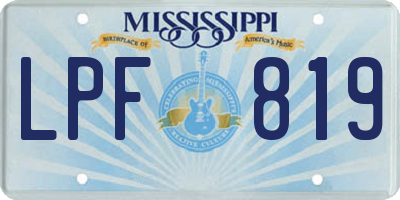 MS license plate LPF819