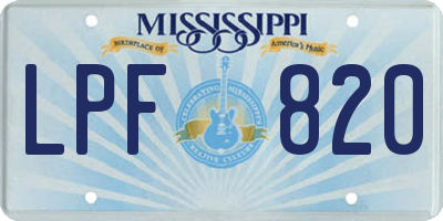 MS license plate LPF820